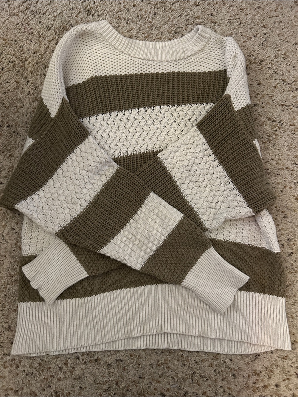 A NEW DAY Green & White Striped Knitted Sweater